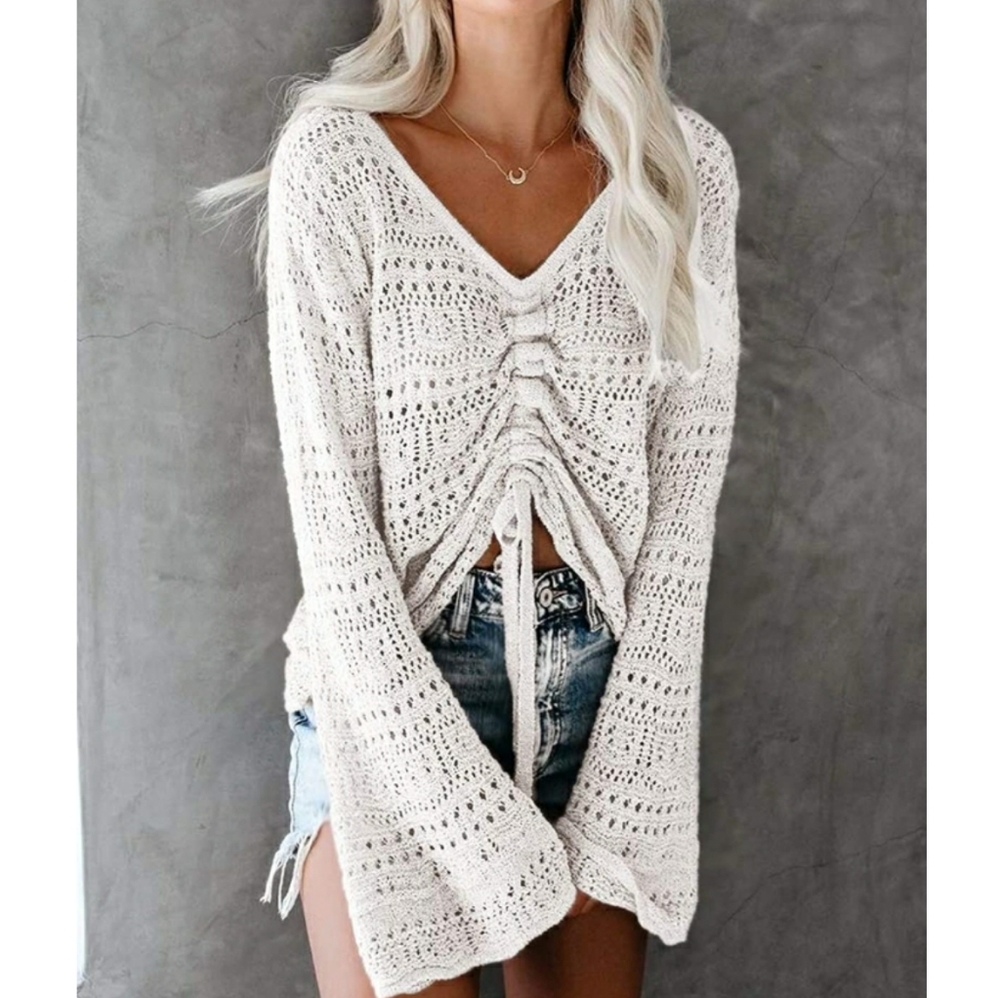 🎊HOST PICK🎊Oversized Crochet Ruched Sweater